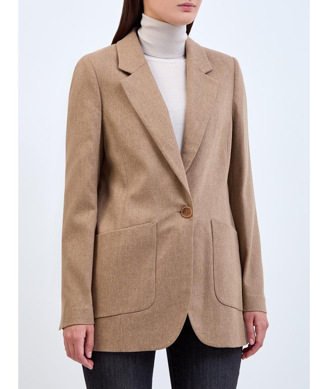 LORENA ANTONIAZZI Коричневый шерстяной жакет/пиджак, фото 3