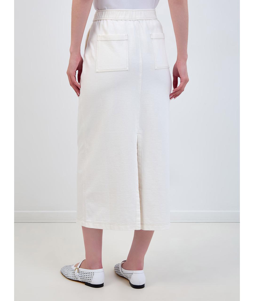 BRUNELLO CUCINELLI Белая хлопковая юбка миди, фото 4