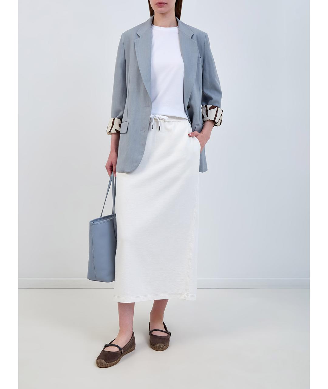 BRUNELLO CUCINELLI Белая хлопковая юбка миди, фото 2