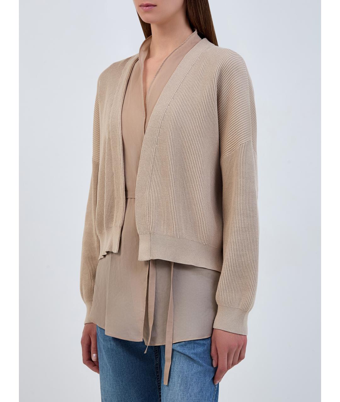 BRUNELLO CUCINELLI Бежевый хлопковый кардиган, фото 3