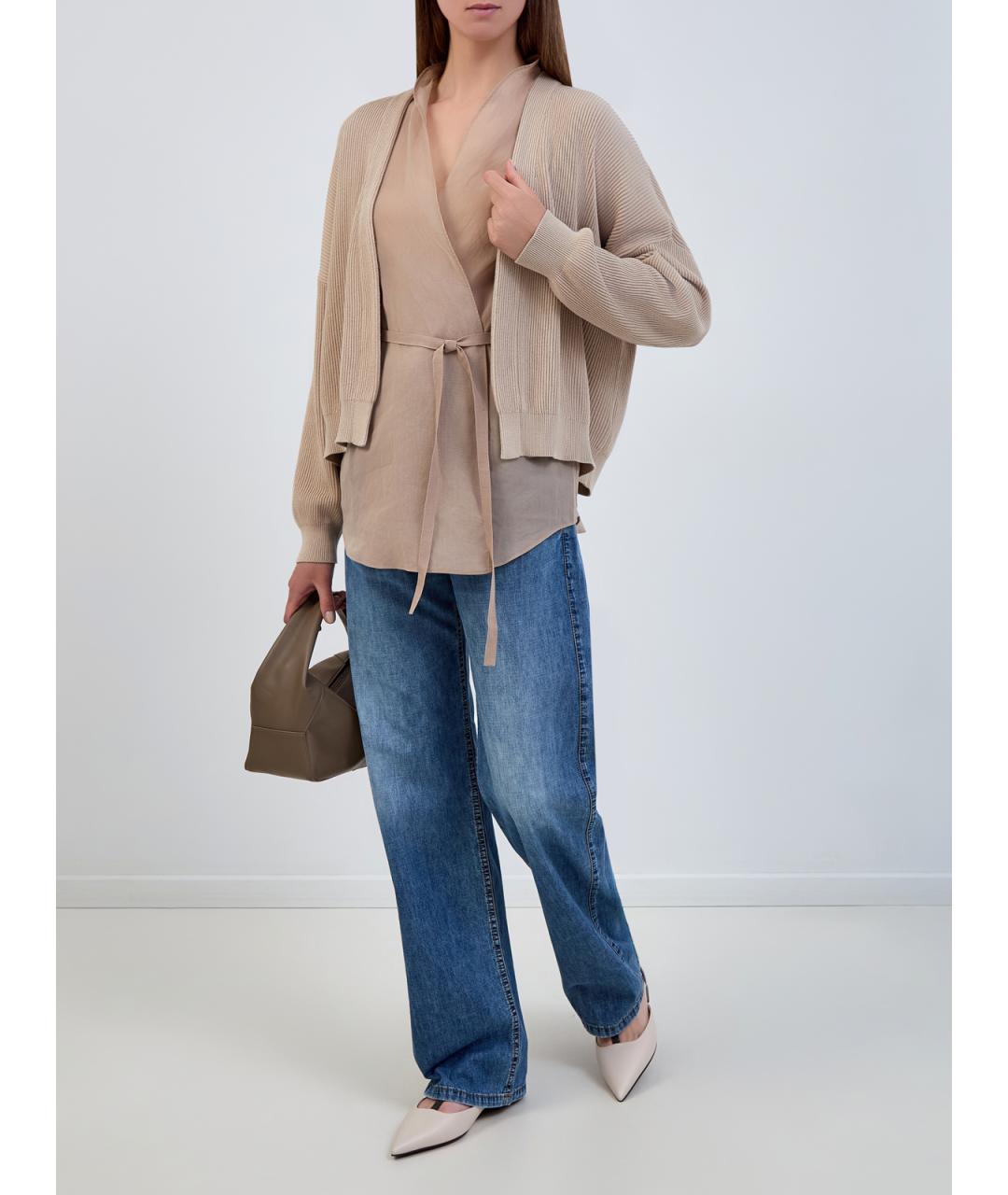 BRUNELLO CUCINELLI Бежевый хлопковый кардиган, фото 2