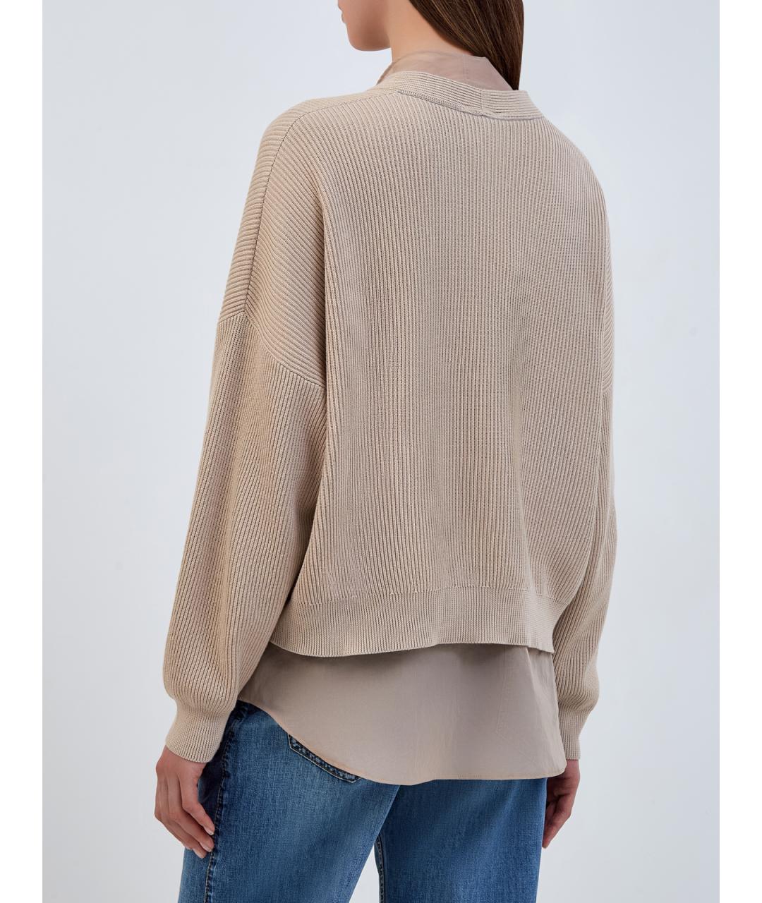 BRUNELLO CUCINELLI Бежевый хлопковый кардиган, фото 4