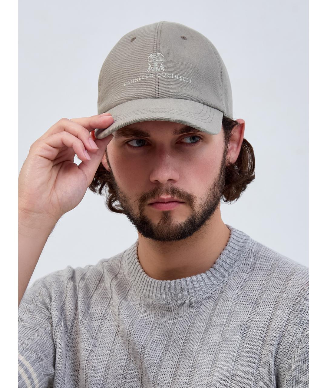 BRUNELLO CUCINELLI Серая хлопковая кепка/бейсболка, фото 2
