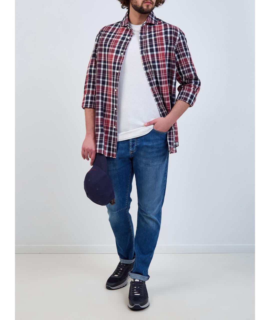 BRUNELLO CUCINELLI Синие хлопковые прямые джинсы, фото 2