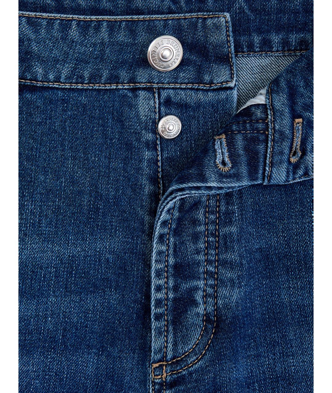 BRUNELLO CUCINELLI Синие хлопковые прямые джинсы, фото 6