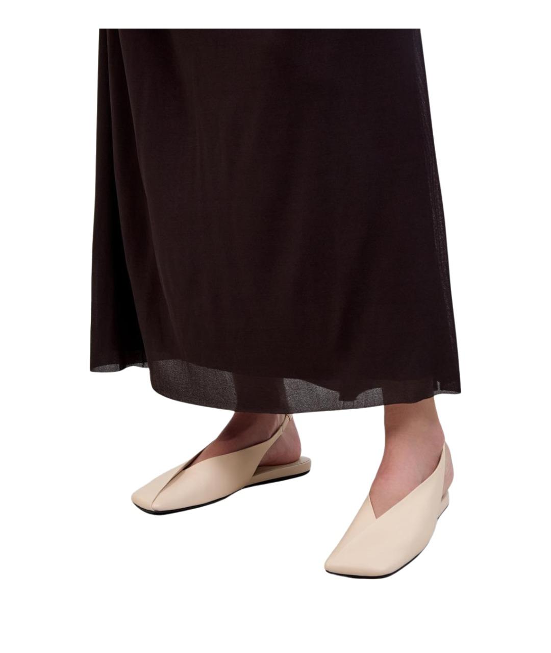 JIL SANDER Бежевые кожаные балетки, фото 2