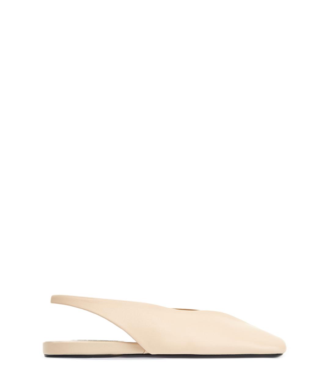 JIL SANDER Бежевые кожаные балетки, фото 1