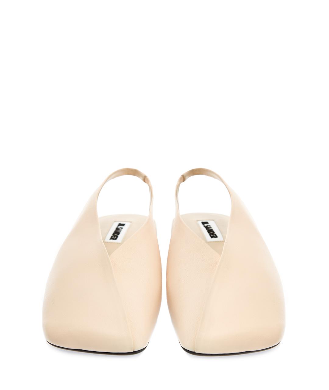 JIL SANDER Бежевые кожаные балетки, фото 5