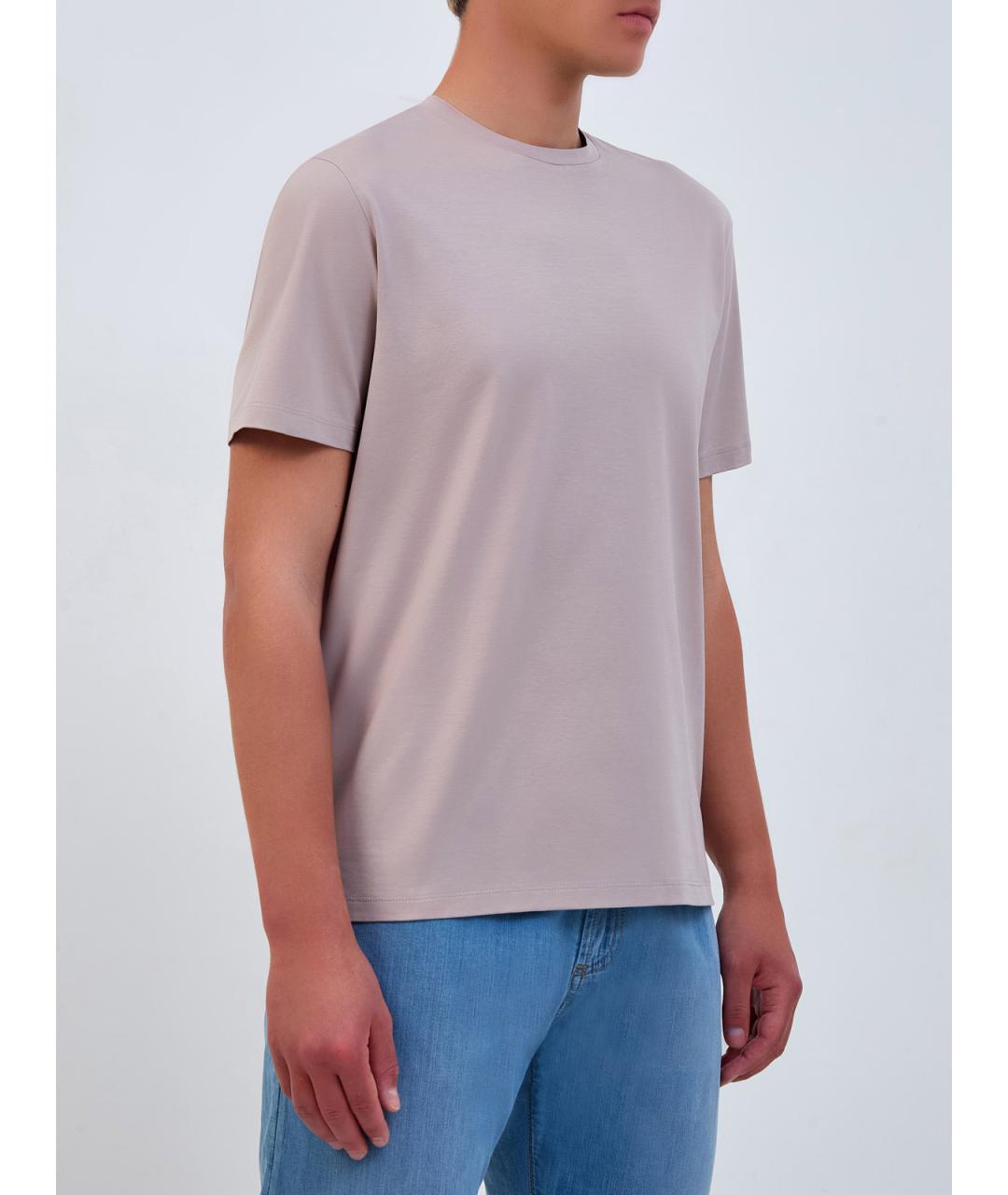 HERNO Бежевая хлопковая футболка, фото 3