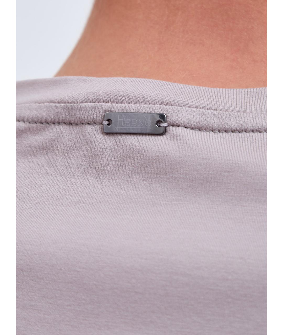 HERNO Бежевая хлопковая футболка, фото 5