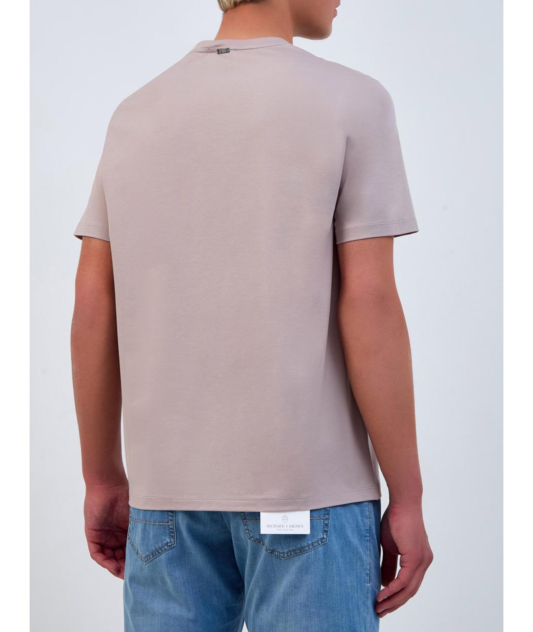 HERNO Бежевая хлопковая футболка, фото 4