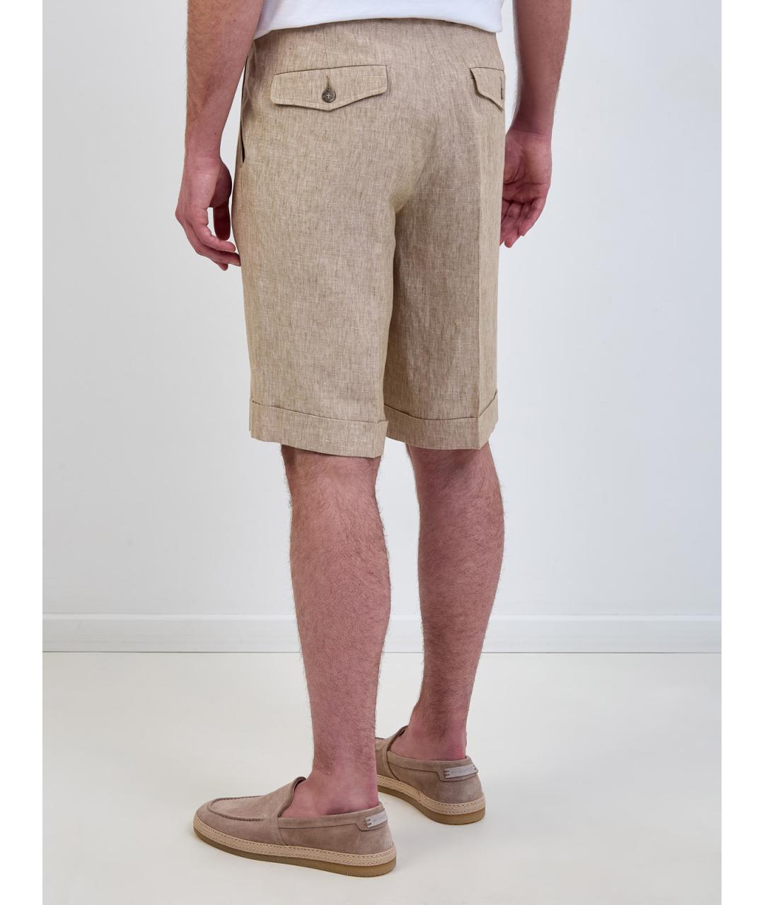PESERICO Бежевые льняные шорты, фото 4