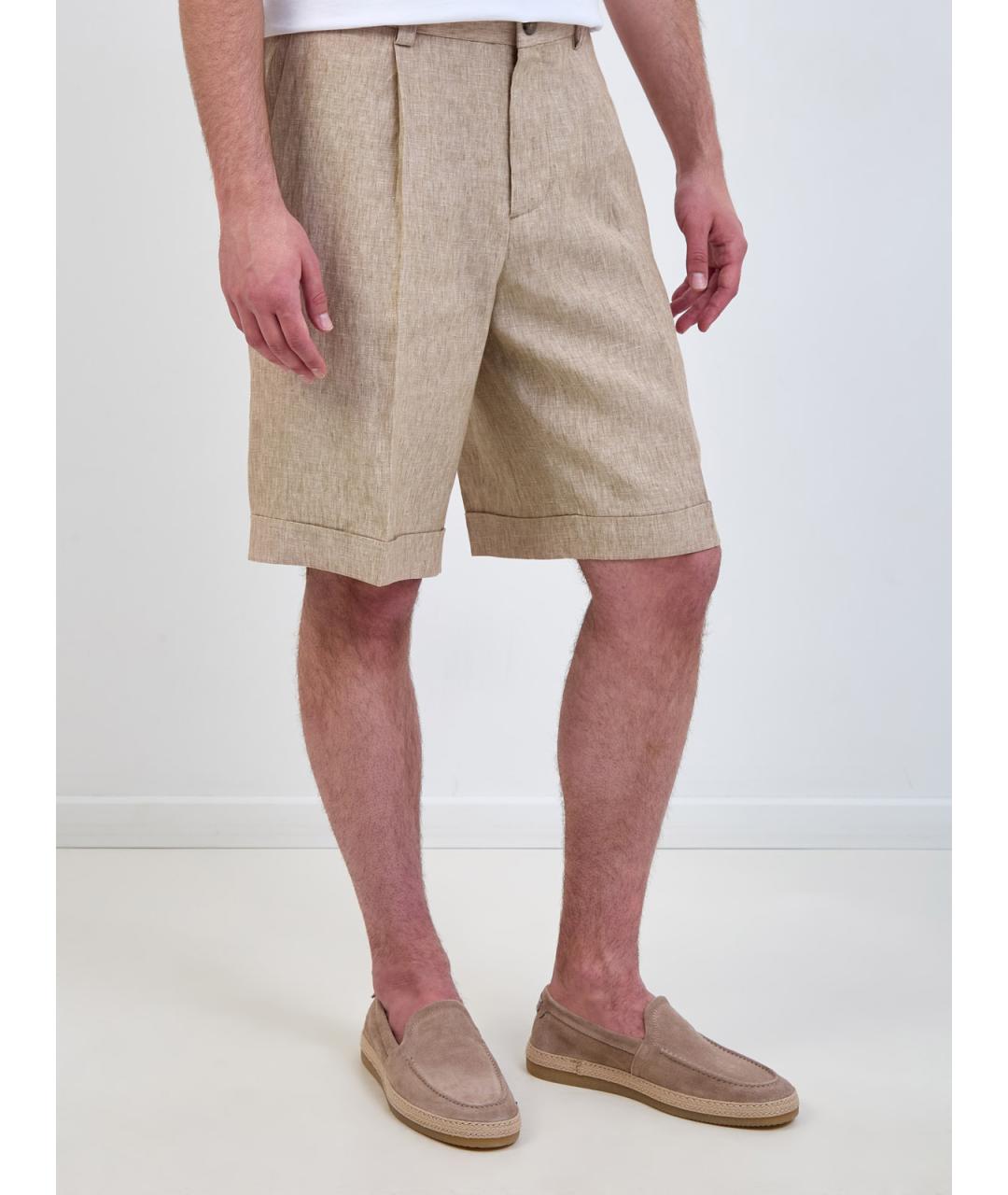 PESERICO Бежевые льняные шорты, фото 3