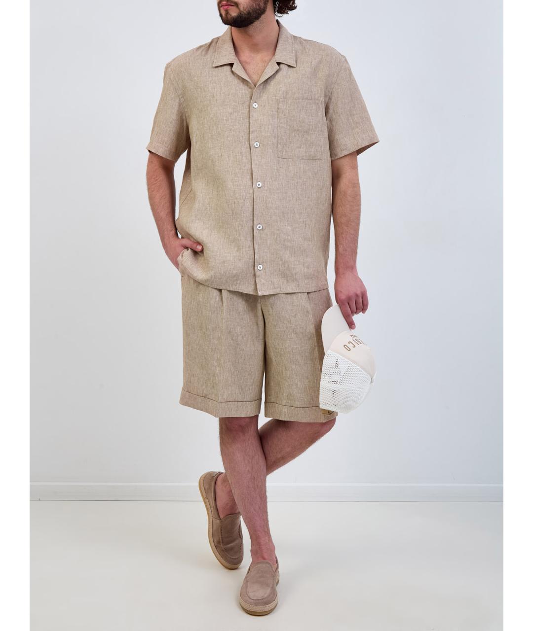 PESERICO Бежевые льняные шорты, фото 2