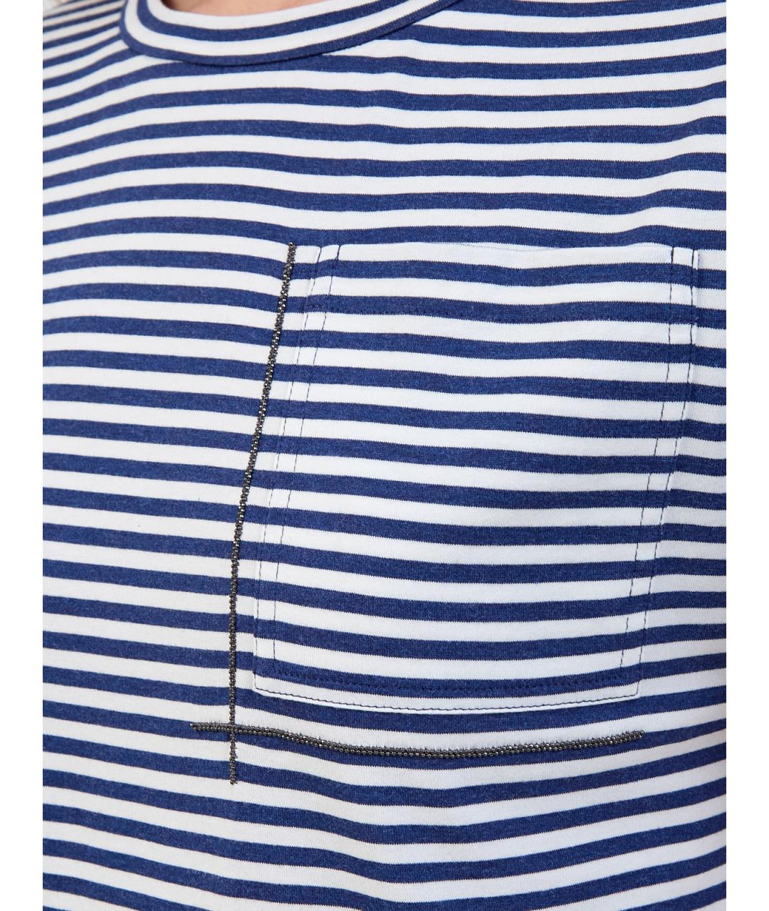 BRUNELLO CUCINELLI Синяя хлопковая футболка, фото 5