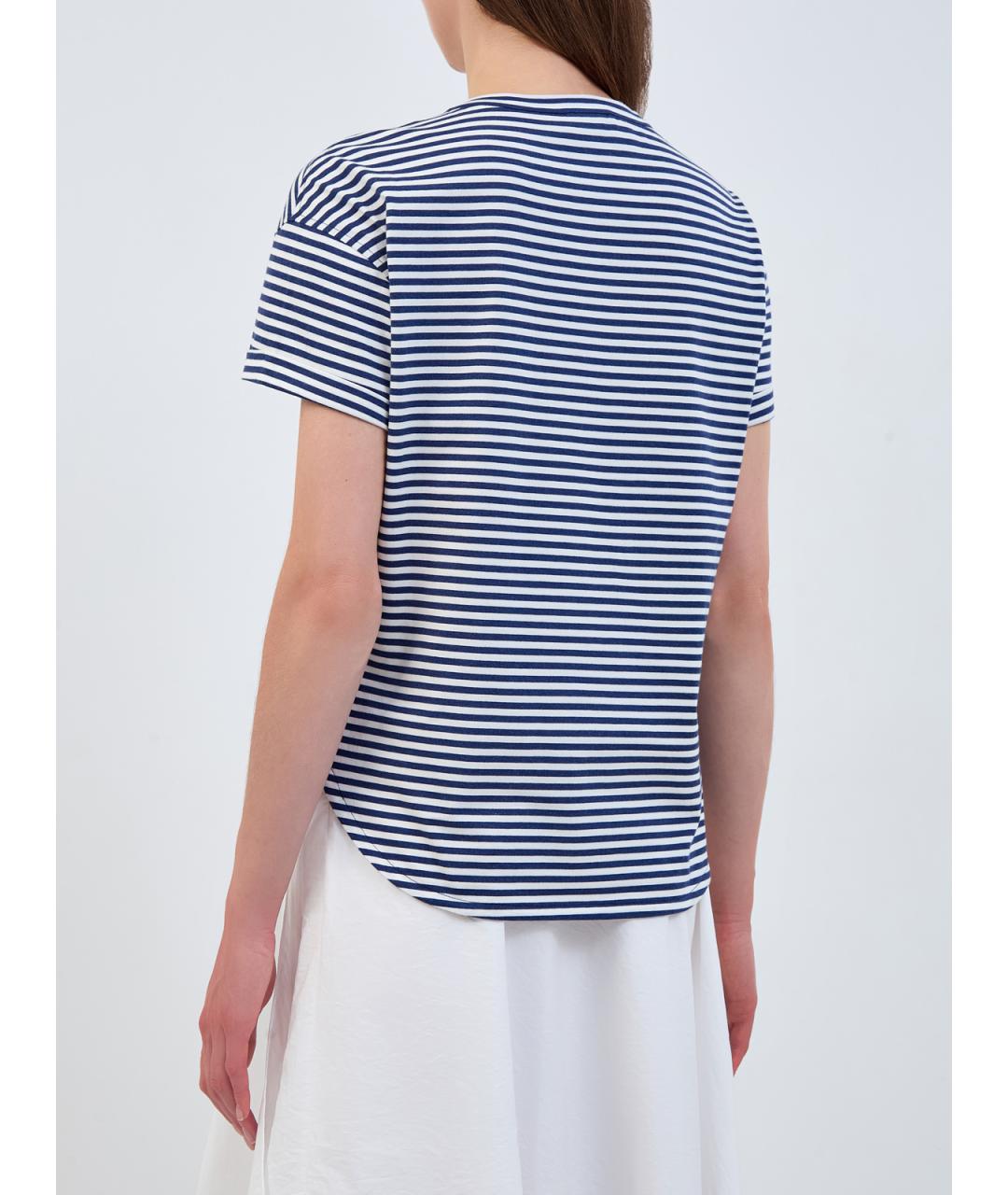 BRUNELLO CUCINELLI Синяя хлопковая футболка, фото 4