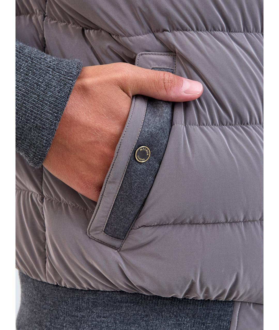 MOORER Серый полиамидовый пуховик, фото 6