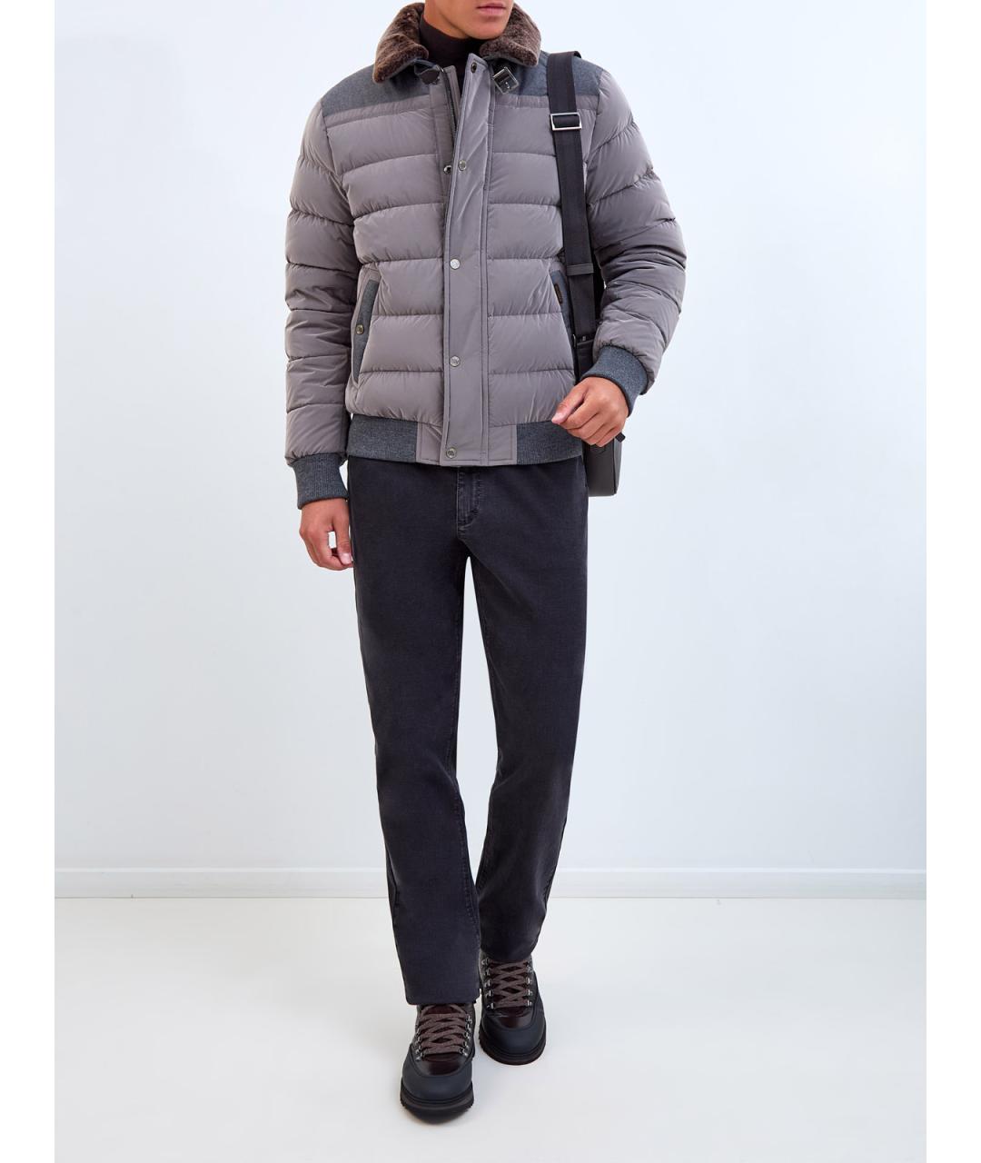 MOORER Серый полиамидовый пуховик, фото 2