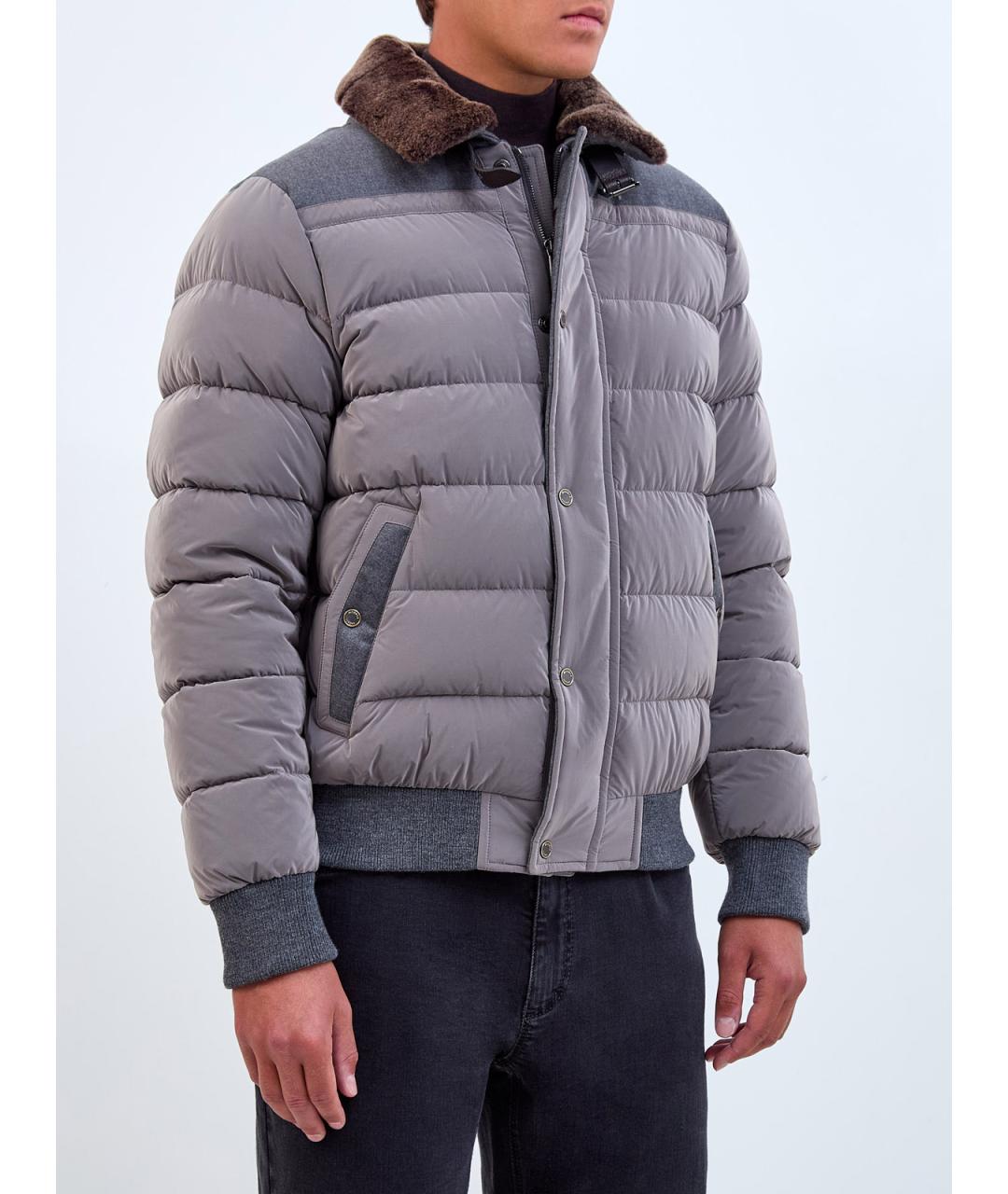 MOORER Серый полиамидовый пуховик, фото 3
