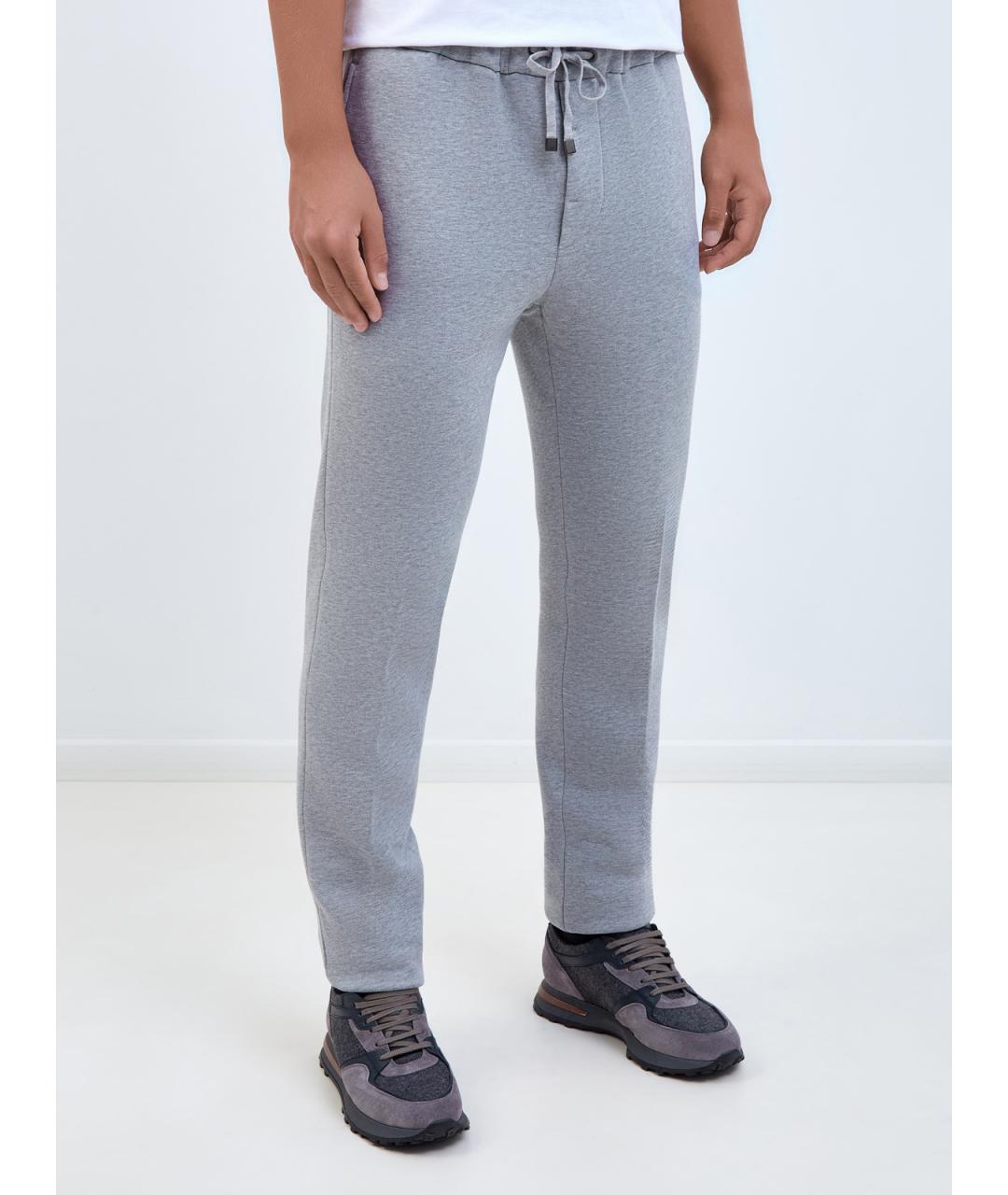 PESERICO Серые хлопковые повседневные брюки, фото 3