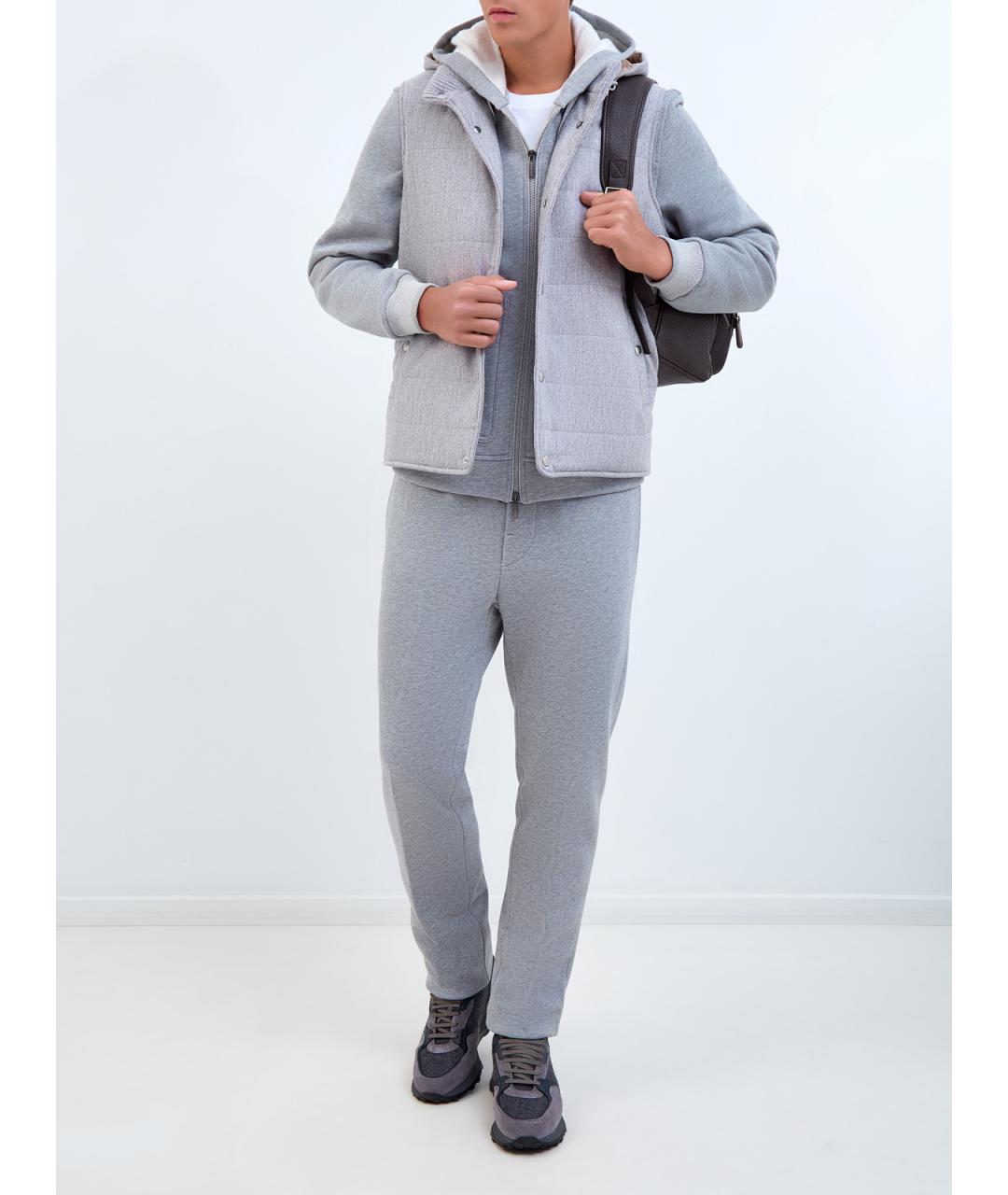 PESERICO Серые хлопковые повседневные брюки, фото 2