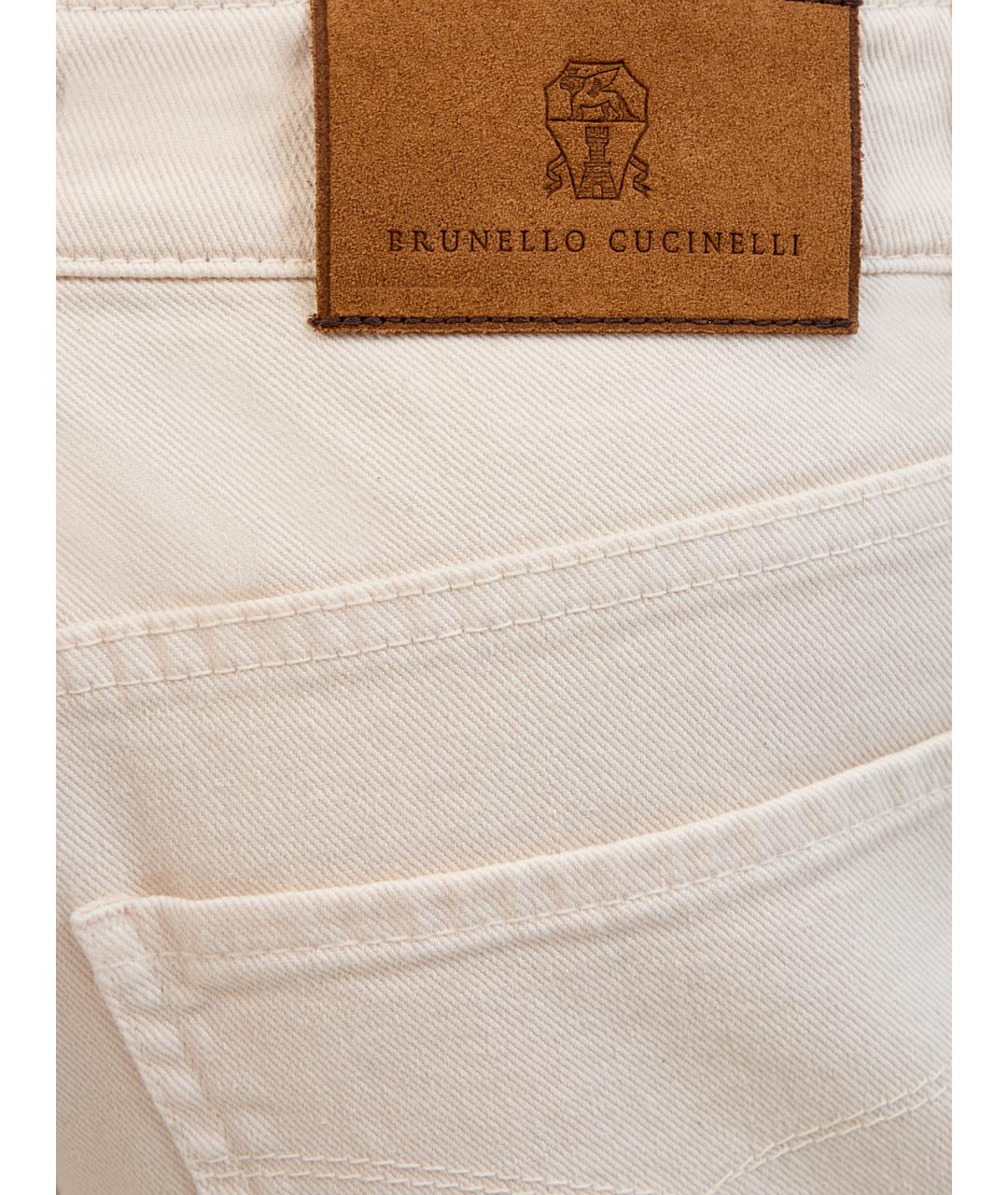 BRUNELLO CUCINELLI Бежевые хлопковые прямые джинсы, фото 5
