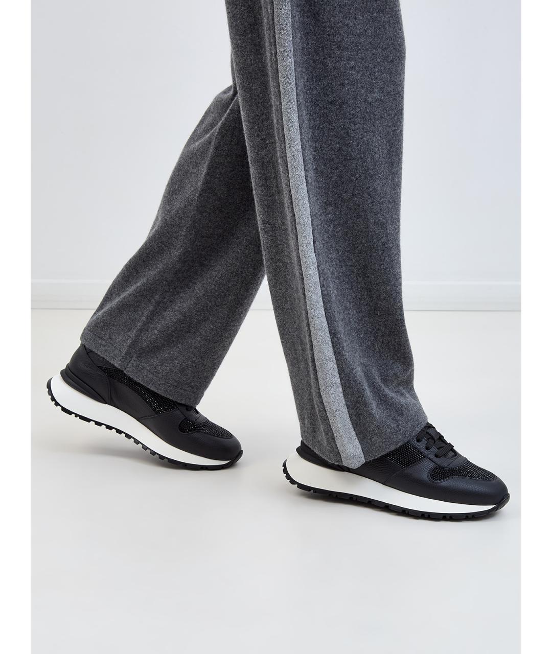 DOUCAL'S Черные кожаные кроссовки, фото 2