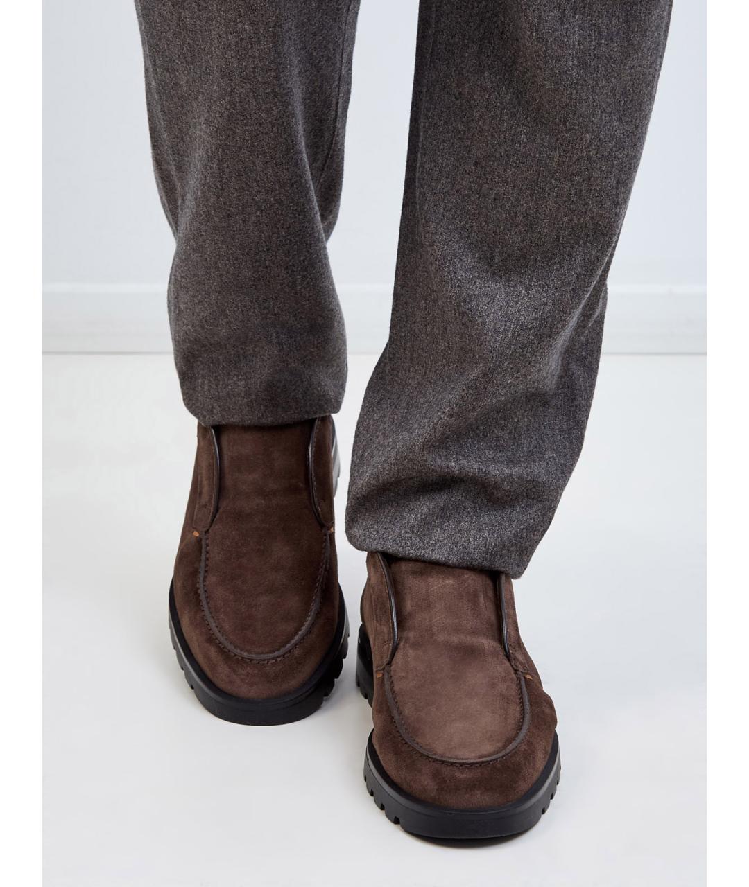 SANTONI Коричневые замшевые лоферы, фото 2