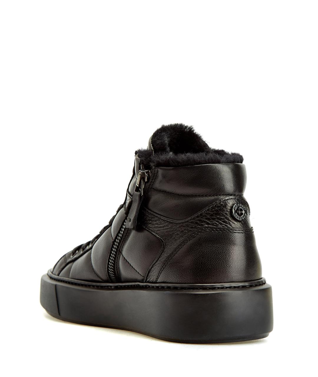 BARRETT Черные кожаные низкие кроссовки / кеды, фото 4