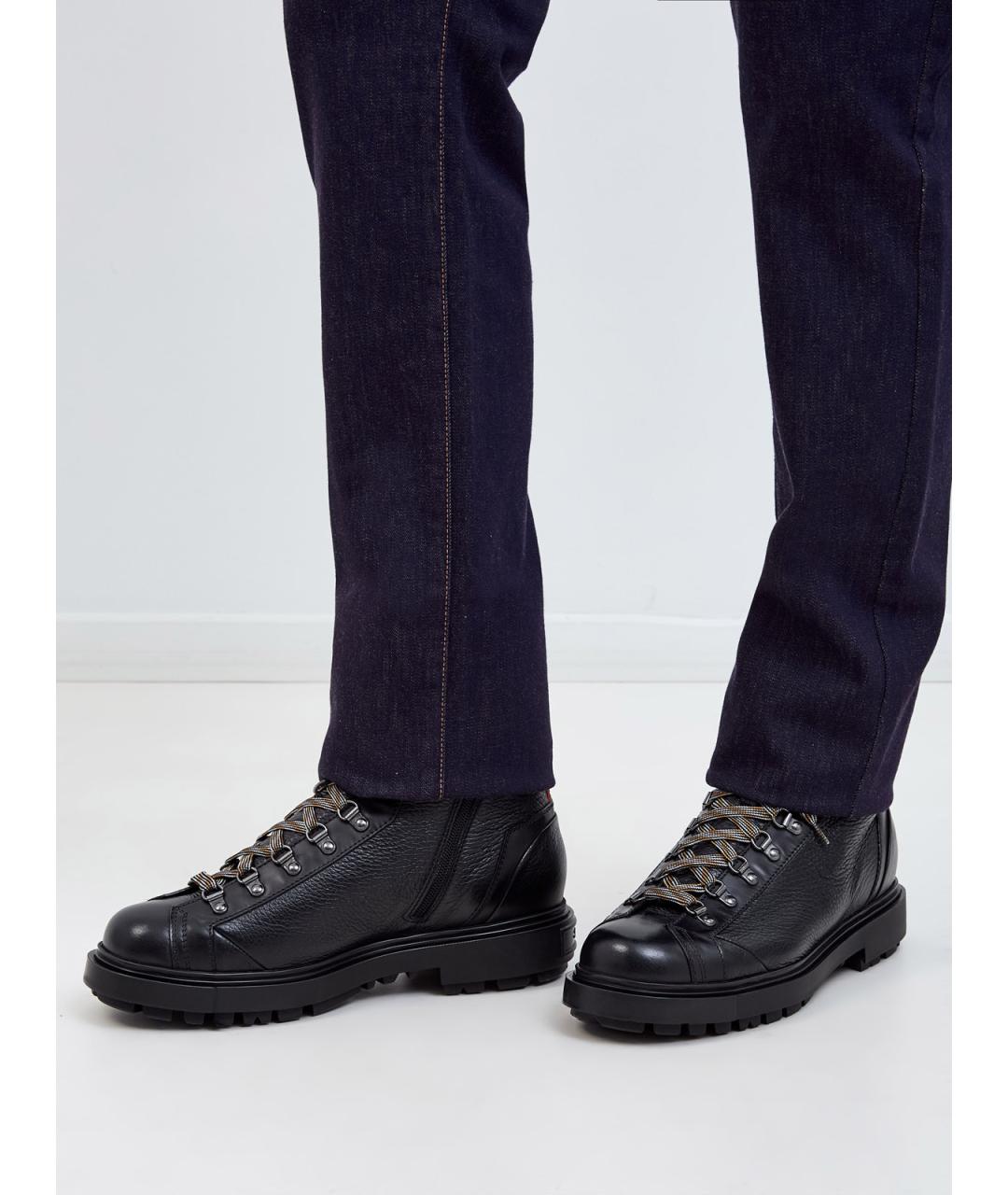 SANTONI Черные кожаные высокие ботинки, фото 2