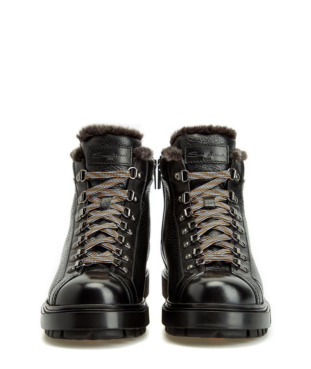 SANTONI Черные кожаные высокие ботинки, фото 5