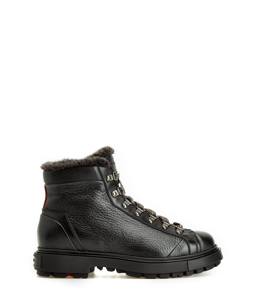 SANTONI Черные кожаные высокие ботинки, фото 1