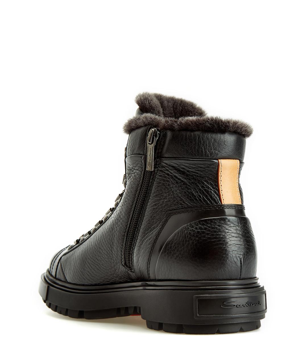 SANTONI Черные кожаные высокие ботинки, фото 4