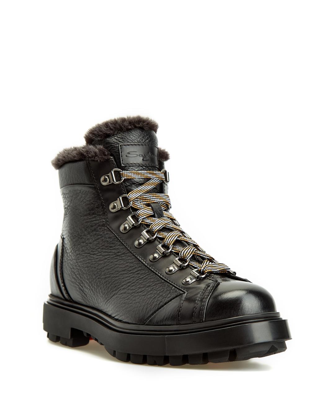 SANTONI Черные кожаные высокие ботинки, фото 3