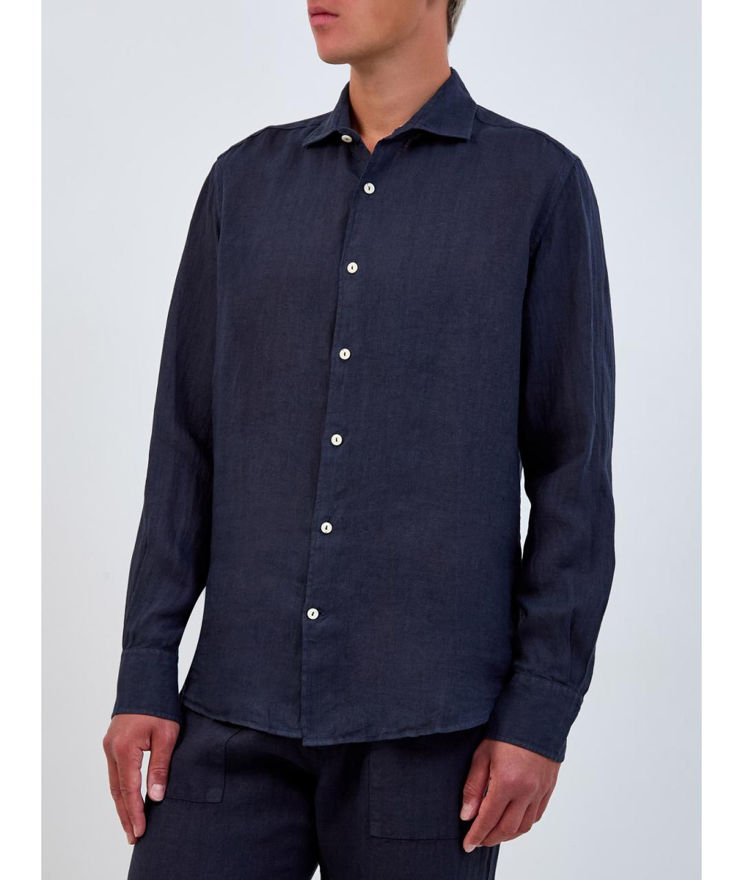 MC2 SAINT BARTH Темно-синяя льняная кэжуал рубашка, фото 3