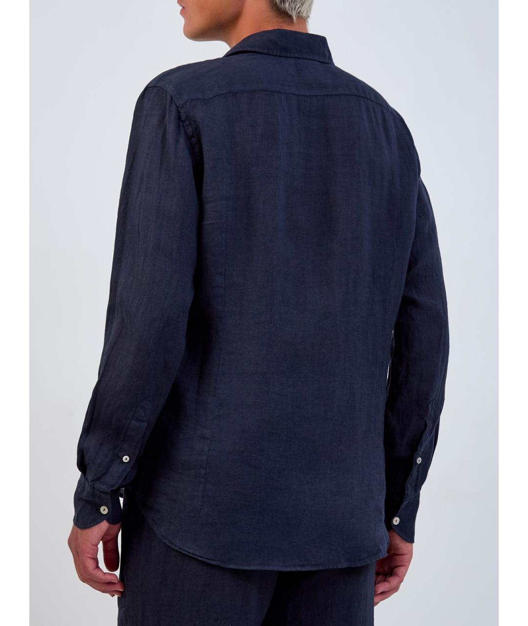 MC2 SAINT BARTH Темно-синяя льняная кэжуал рубашка, фото 4