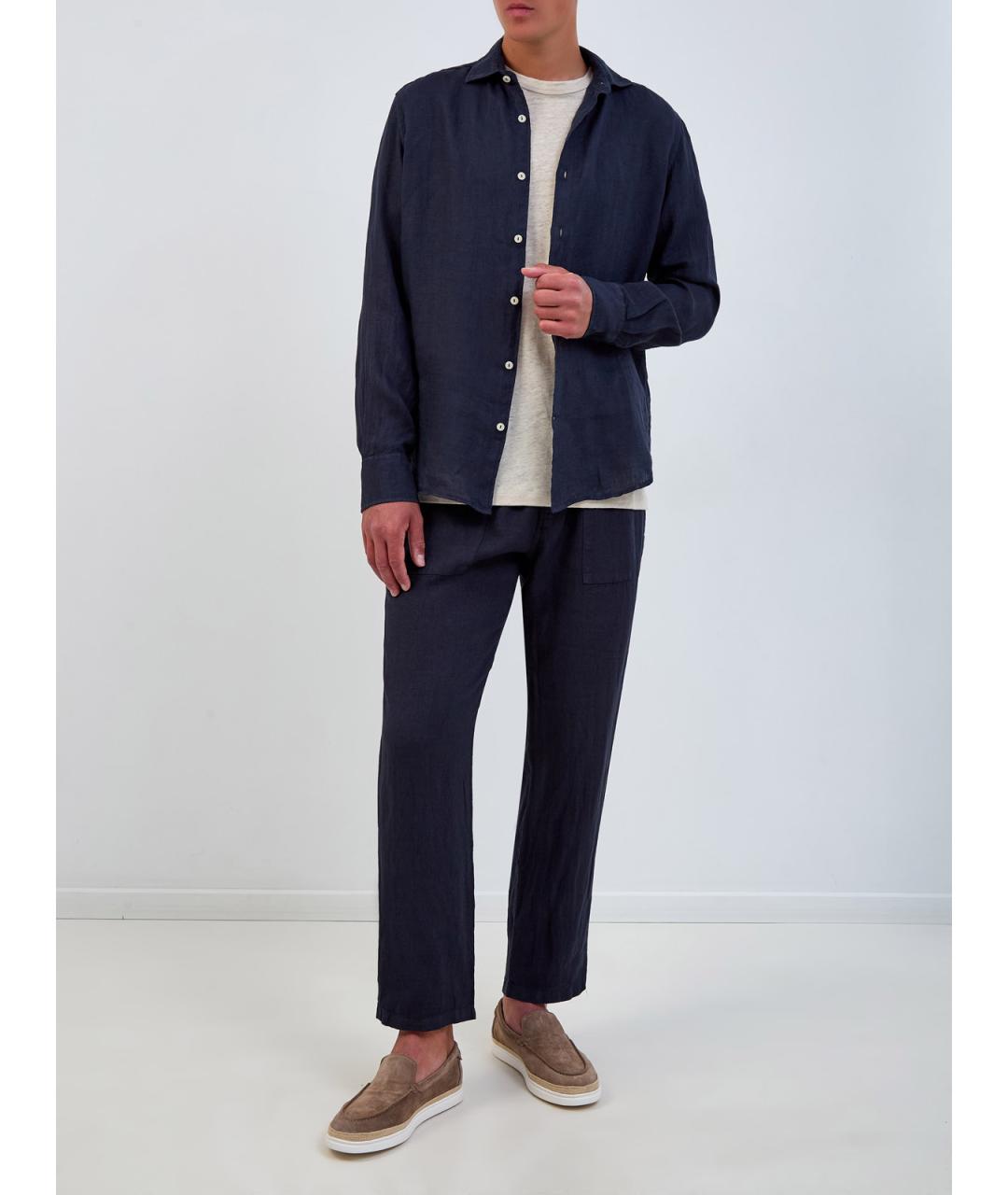 MC2 SAINT BARTH Темно-синяя льняная кэжуал рубашка, фото 2