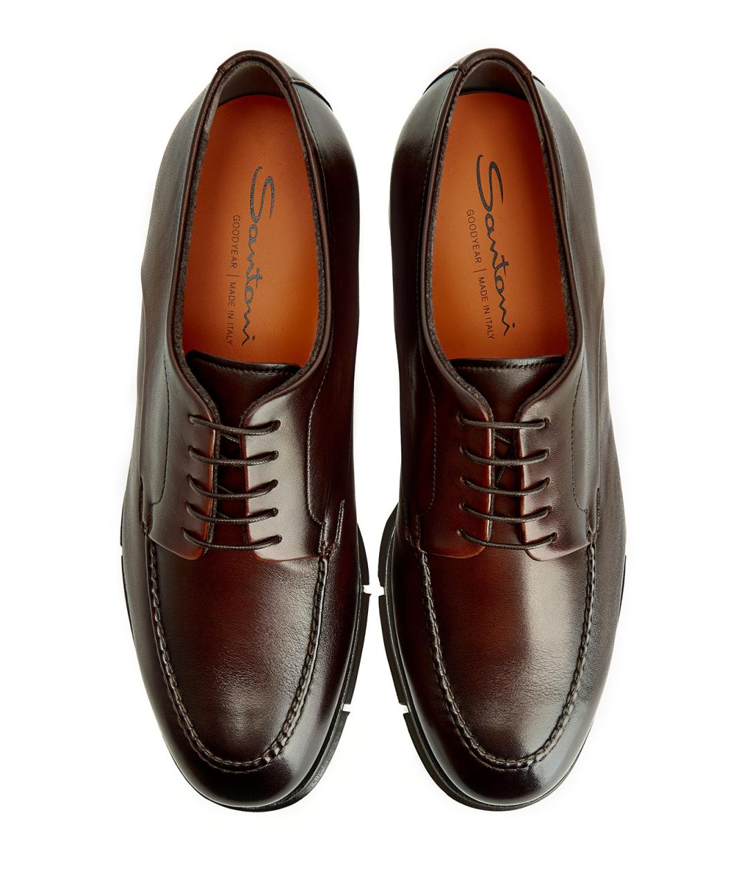 SANTONI Коричневые кожаные туфли, фото 6