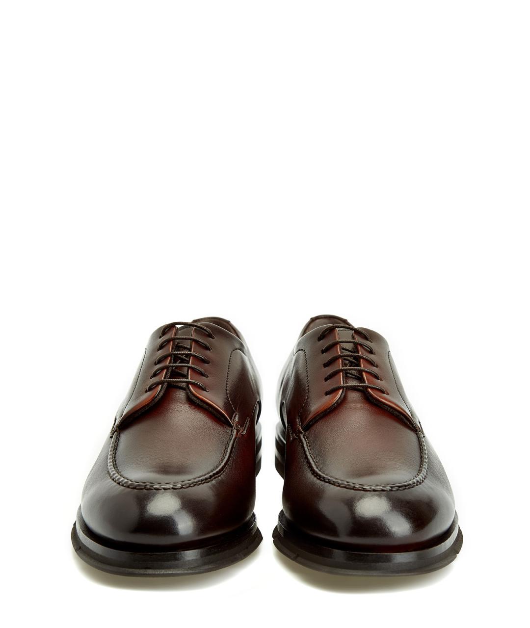 SANTONI Коричневые кожаные туфли, фото 5