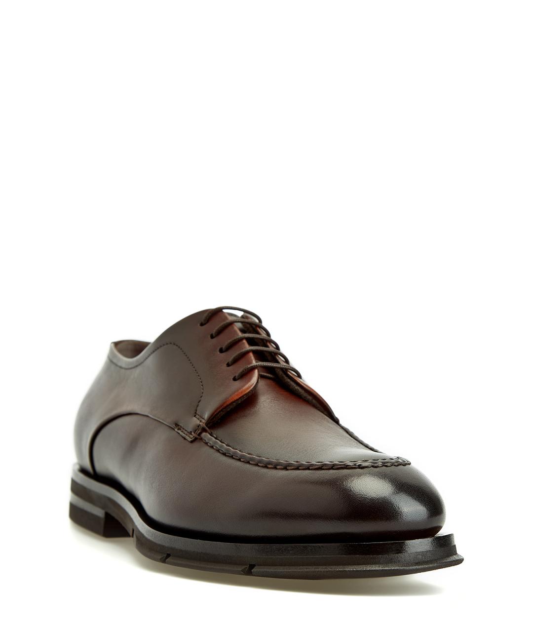 SANTONI Коричневые кожаные туфли, фото 3
