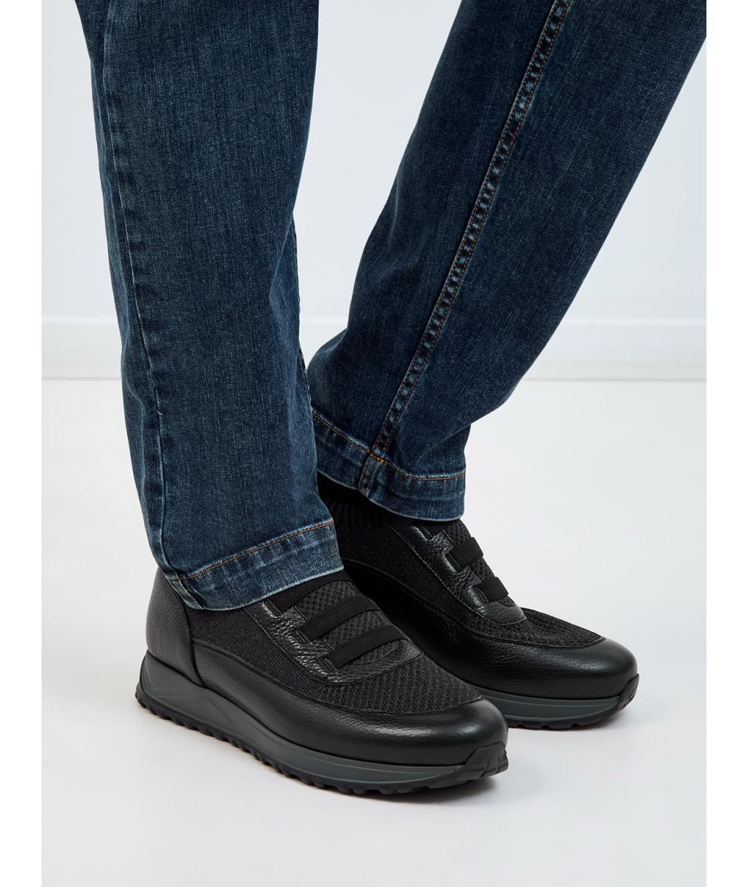 DOUCAL'S Черные текстильные низкие кроссовки / кеды, фото 2