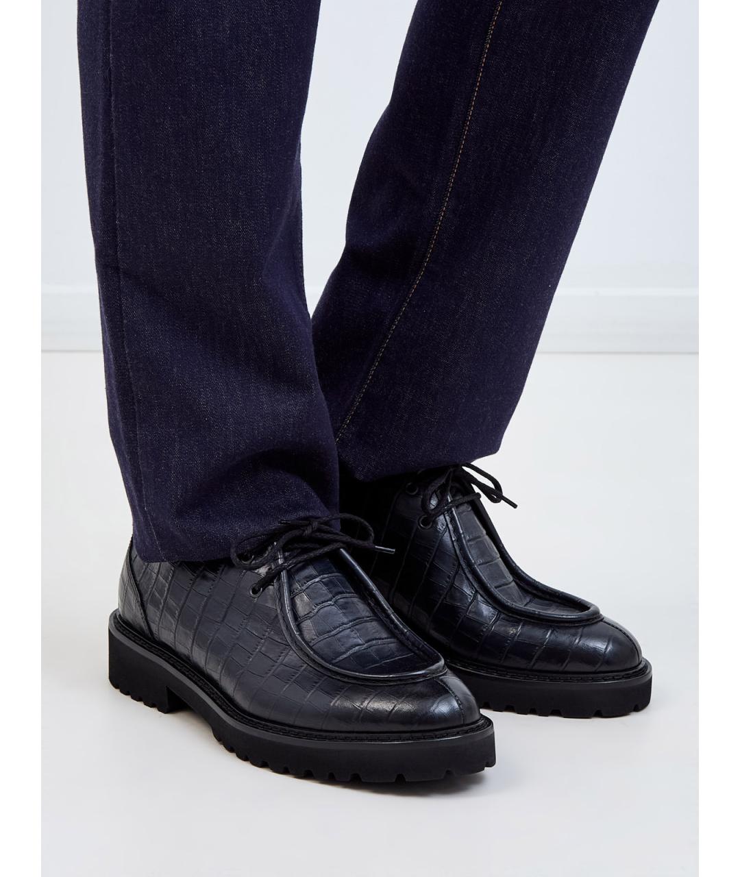 DOUCAL'S Черные кожаные низкие ботинки, фото 2