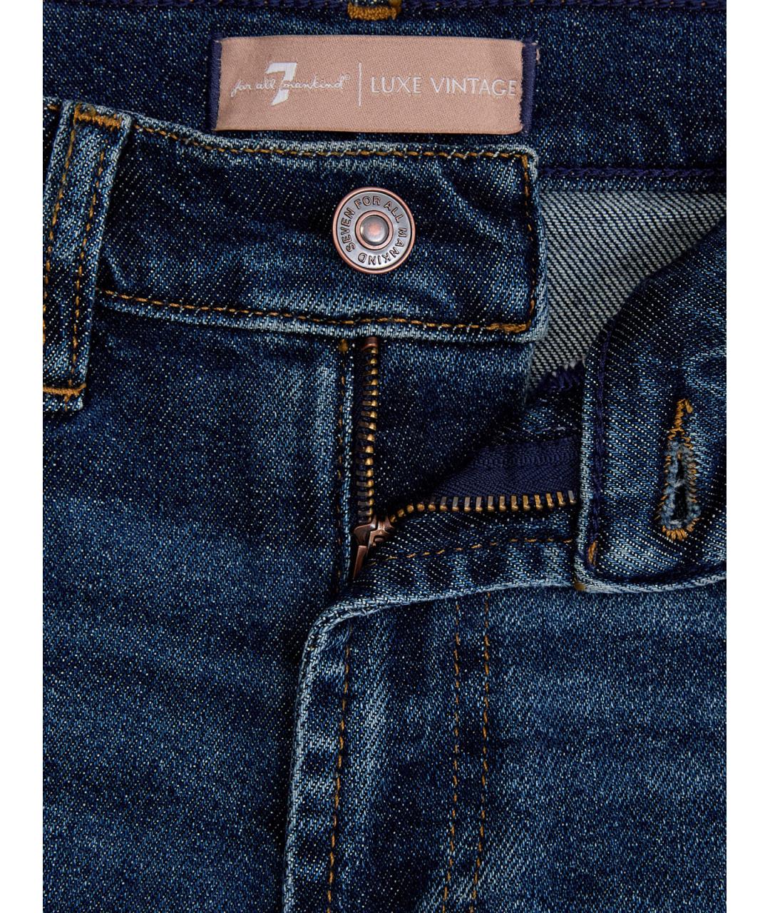 7 FOR ALL MANKIND Синие хлопковые прямые джинсы, фото 6
