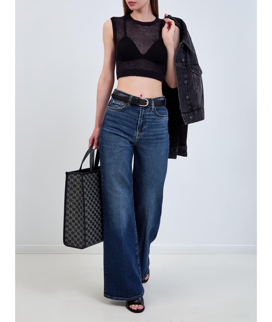7 FOR ALL MANKIND Синие хлопковые прямые джинсы, фото 2
