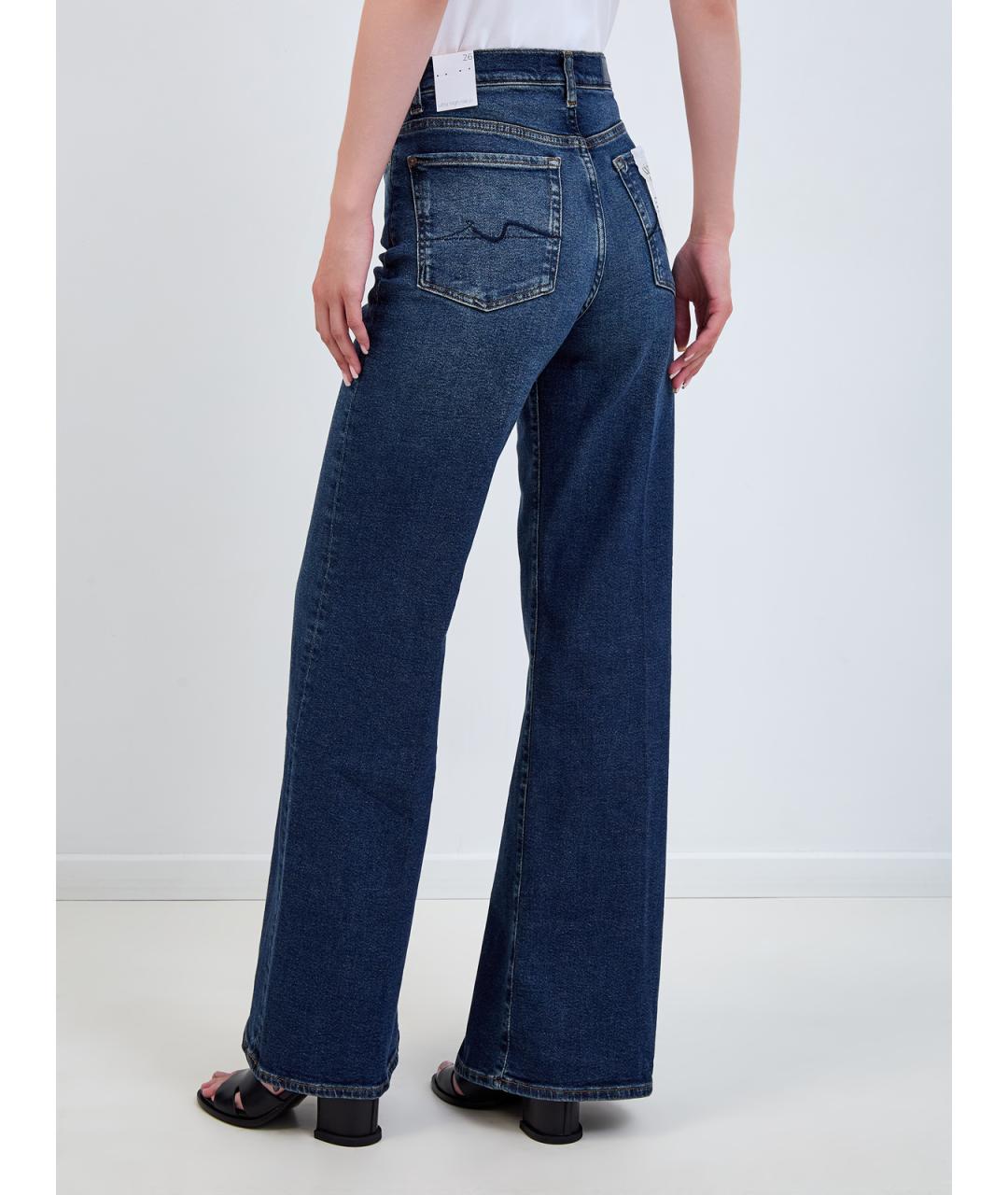 7 FOR ALL MANKIND Синие хлопковые прямые джинсы, фото 4