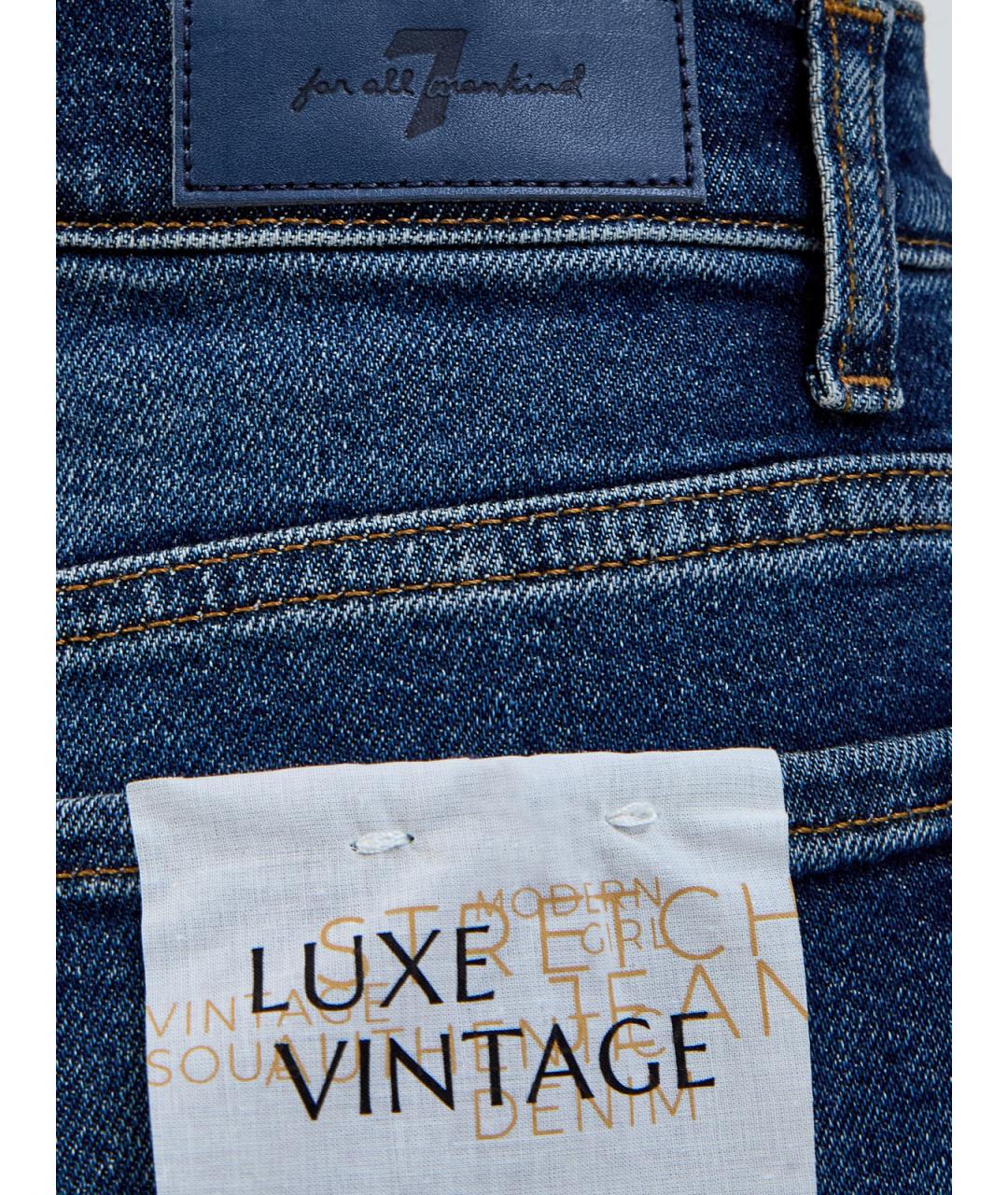 7 FOR ALL MANKIND Синие хлопковые прямые джинсы, фото 5