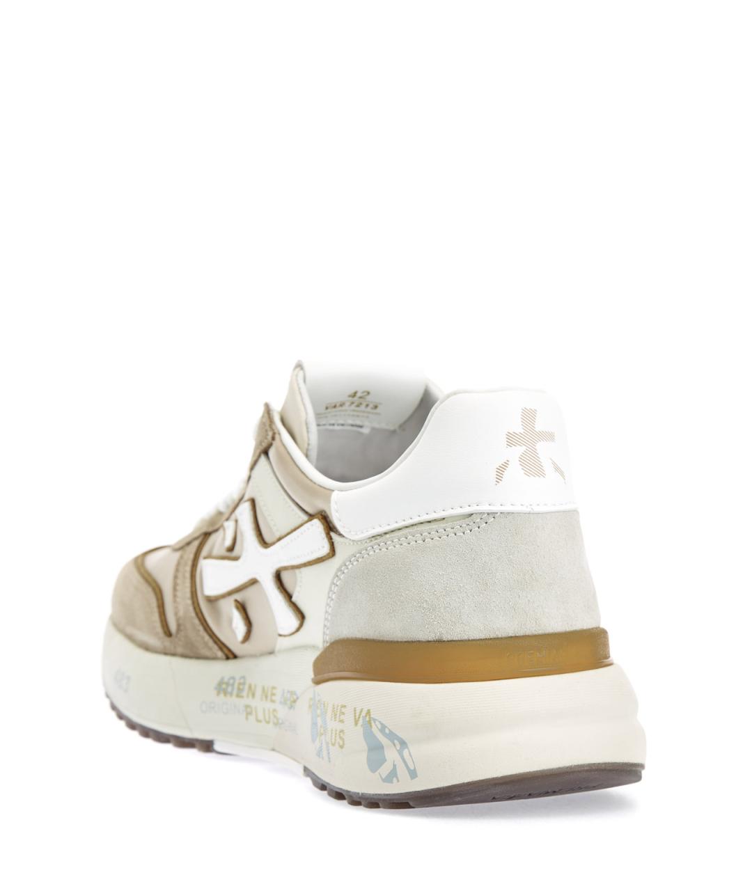 PREMIATA Бежевые текстильные низкие кроссовки / кеды, фото 4