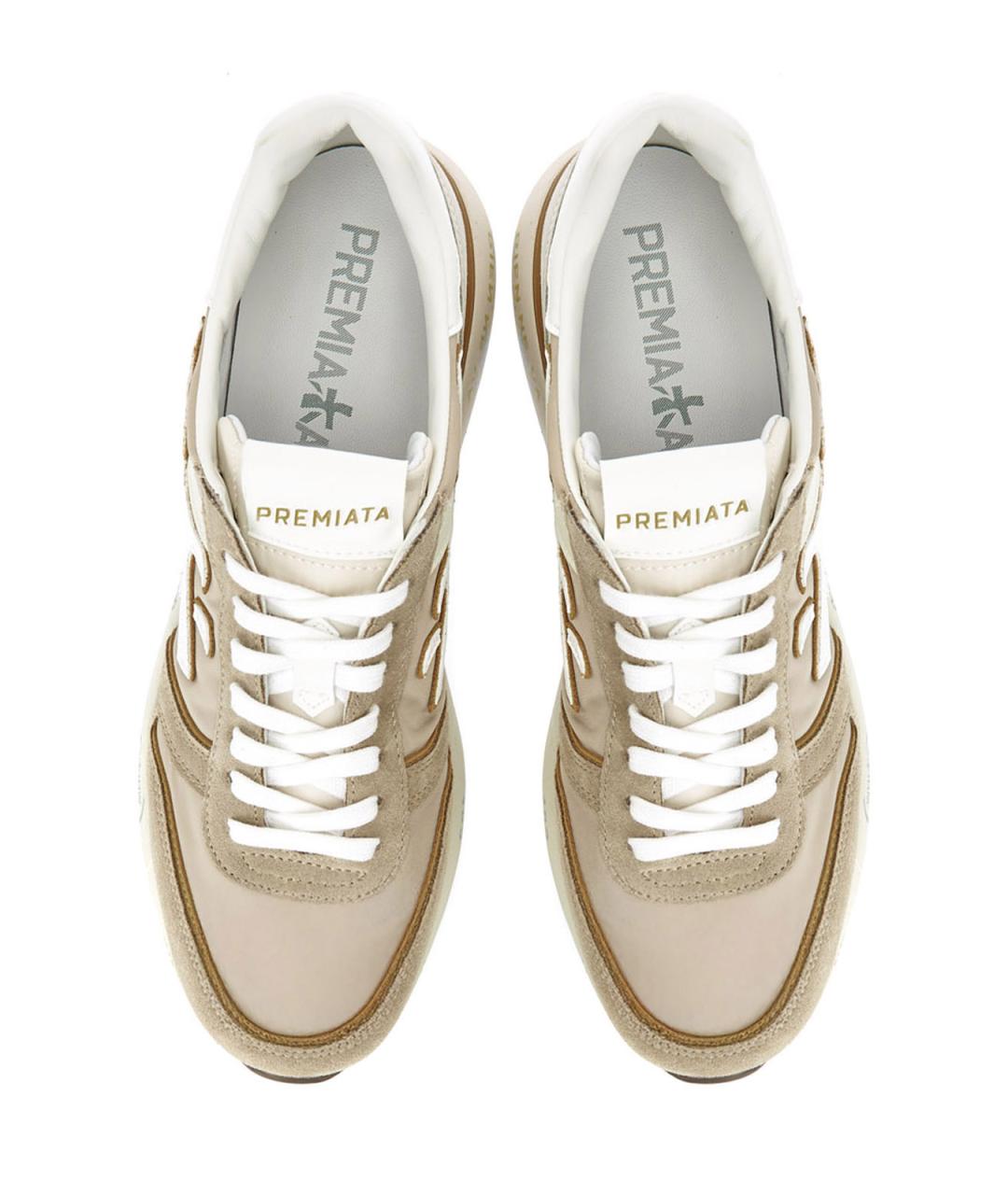PREMIATA Бежевые текстильные низкие кроссовки / кеды, фото 6