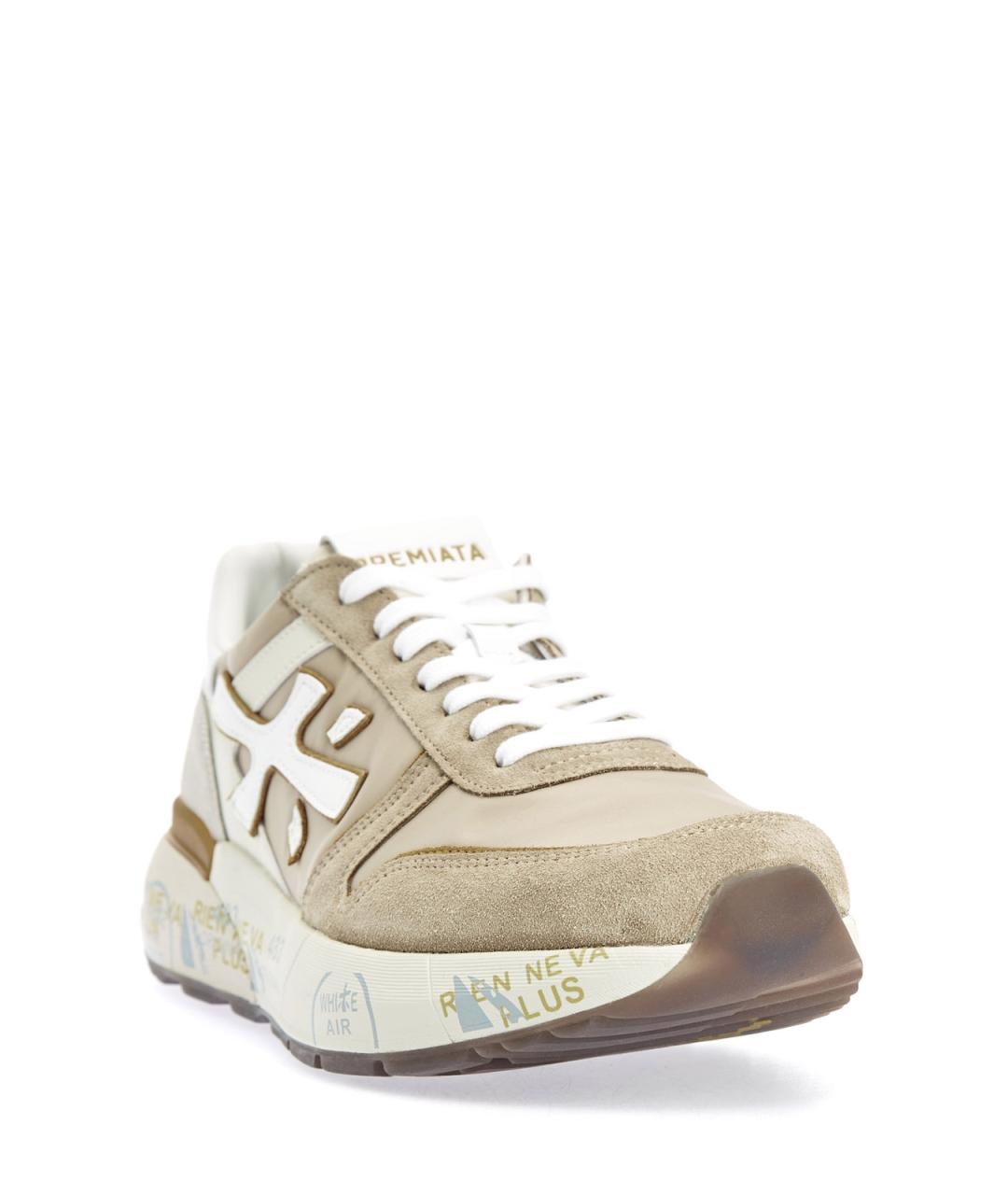 PREMIATA Бежевые текстильные низкие кроссовки / кеды, фото 3