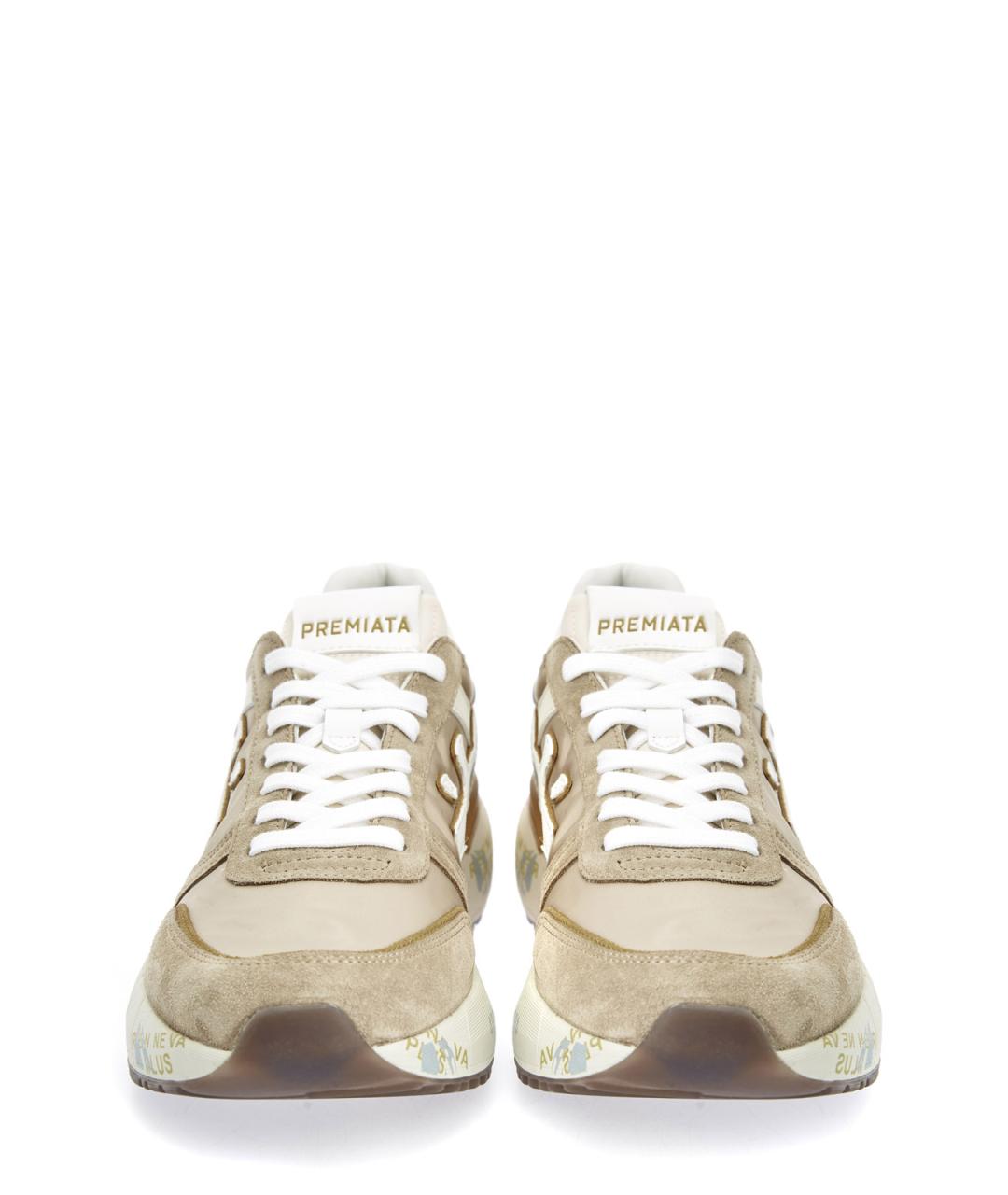 PREMIATA Бежевые текстильные низкие кроссовки / кеды, фото 5
